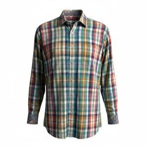 Alan Flusser plaid button down shirt size XL